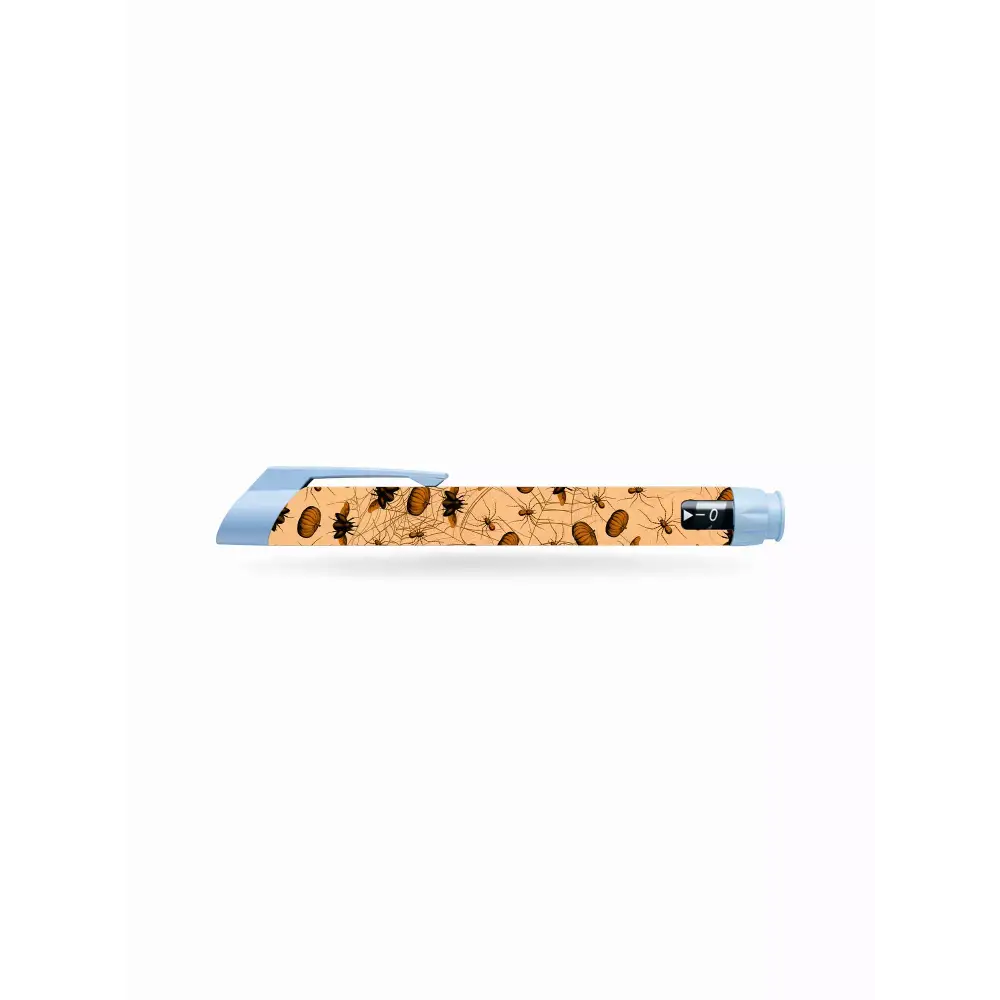 JuniorSTAR Insulin Pen with Halloween insect pattern stickers for fun diabetes management
