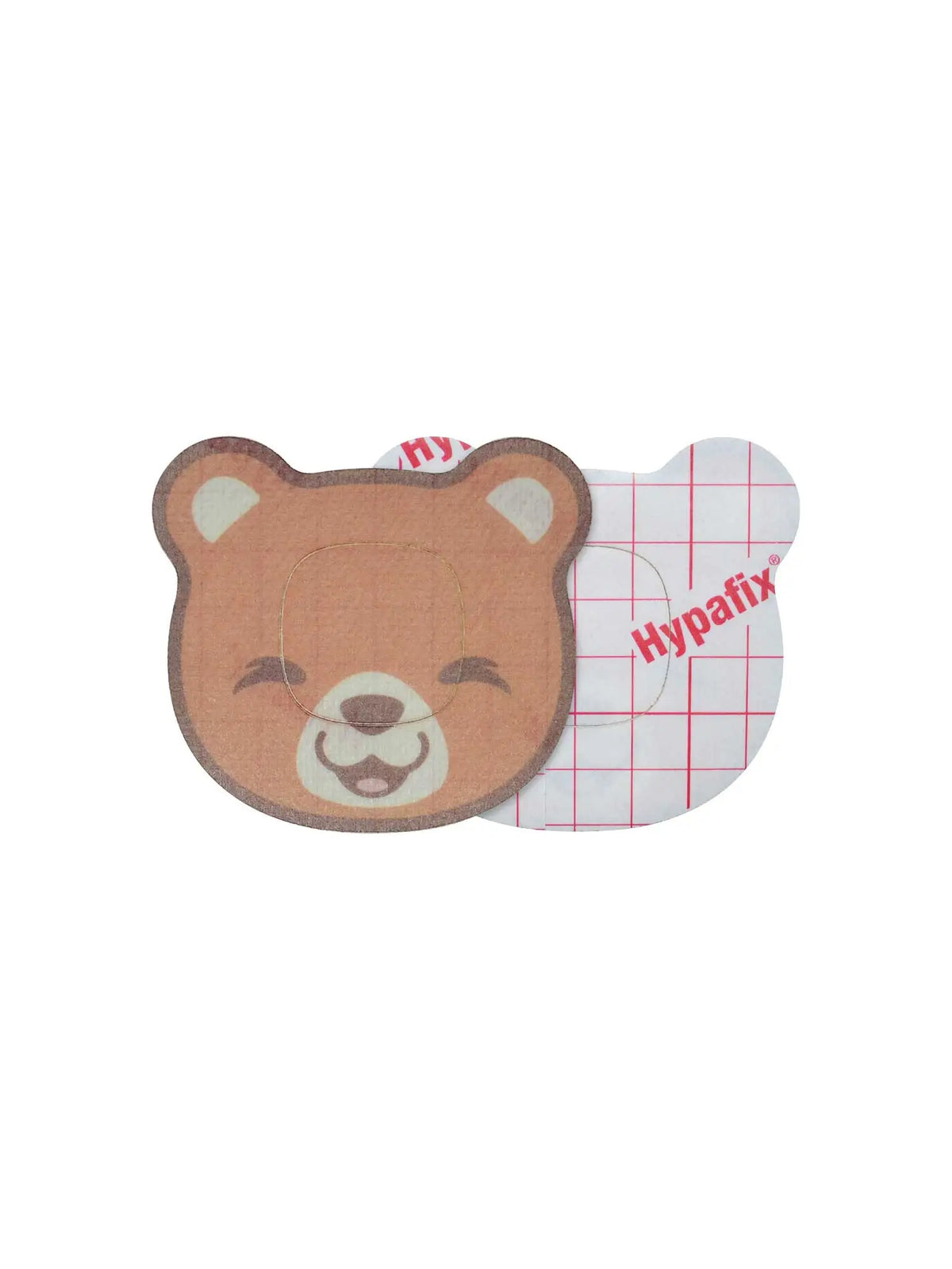 Patch adhésif enfant Simplera Sync, forme ourson, recto et dos avec film protecteur