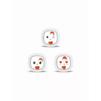 Three cute cartoon snowman faces with Santa hats on Medtronic Simplera CGM stickers
