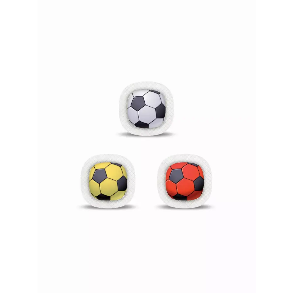 Medtronic Simplera CGM Stickers in Fun Vibes Soccer Ball design. Personalize your CGM sensor with soccer patterns. 3 stickers per pack. Non-removable.