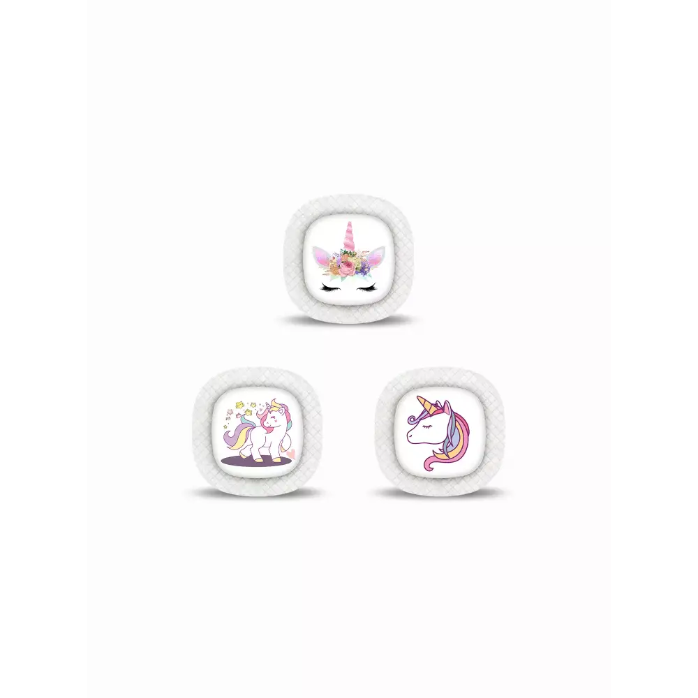 Medtronic Simplera CGM Stickers in Fun Vibes Unicorn design. Personalize your CGM sensor with unicorn designs. 3 stickers per pack. Non-removable.