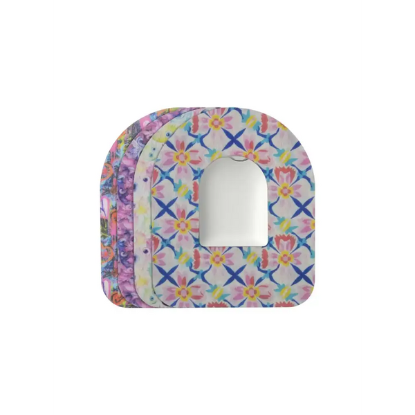 Patchs adhésifs pour pod Omnipod, série Spring, 4 motifs empilés
