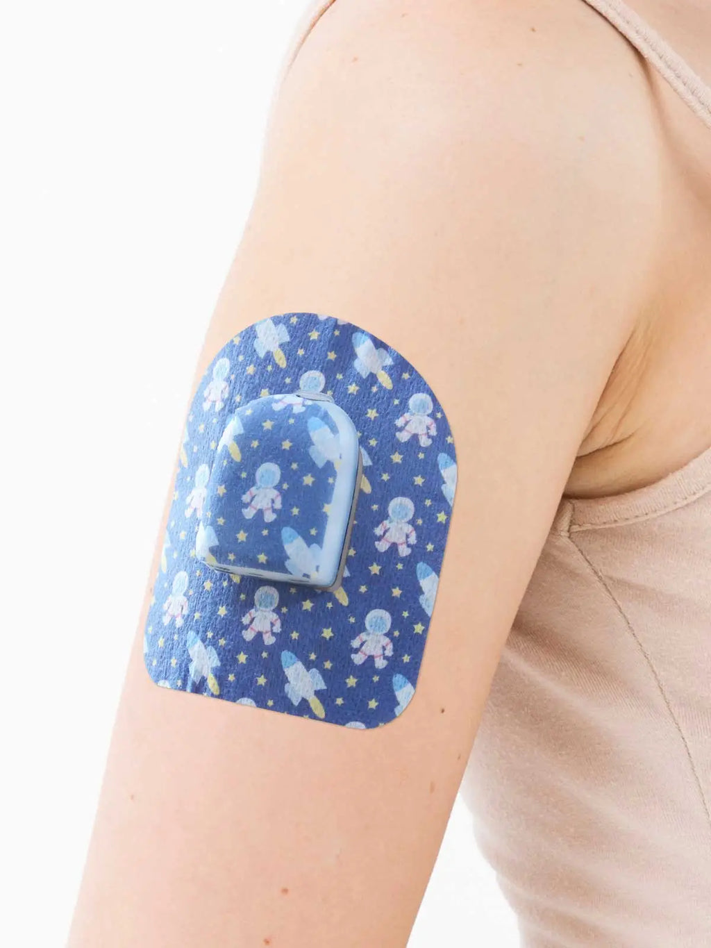Patch adhésif pour pod Omnipod, motif Astronaut, sur le bras