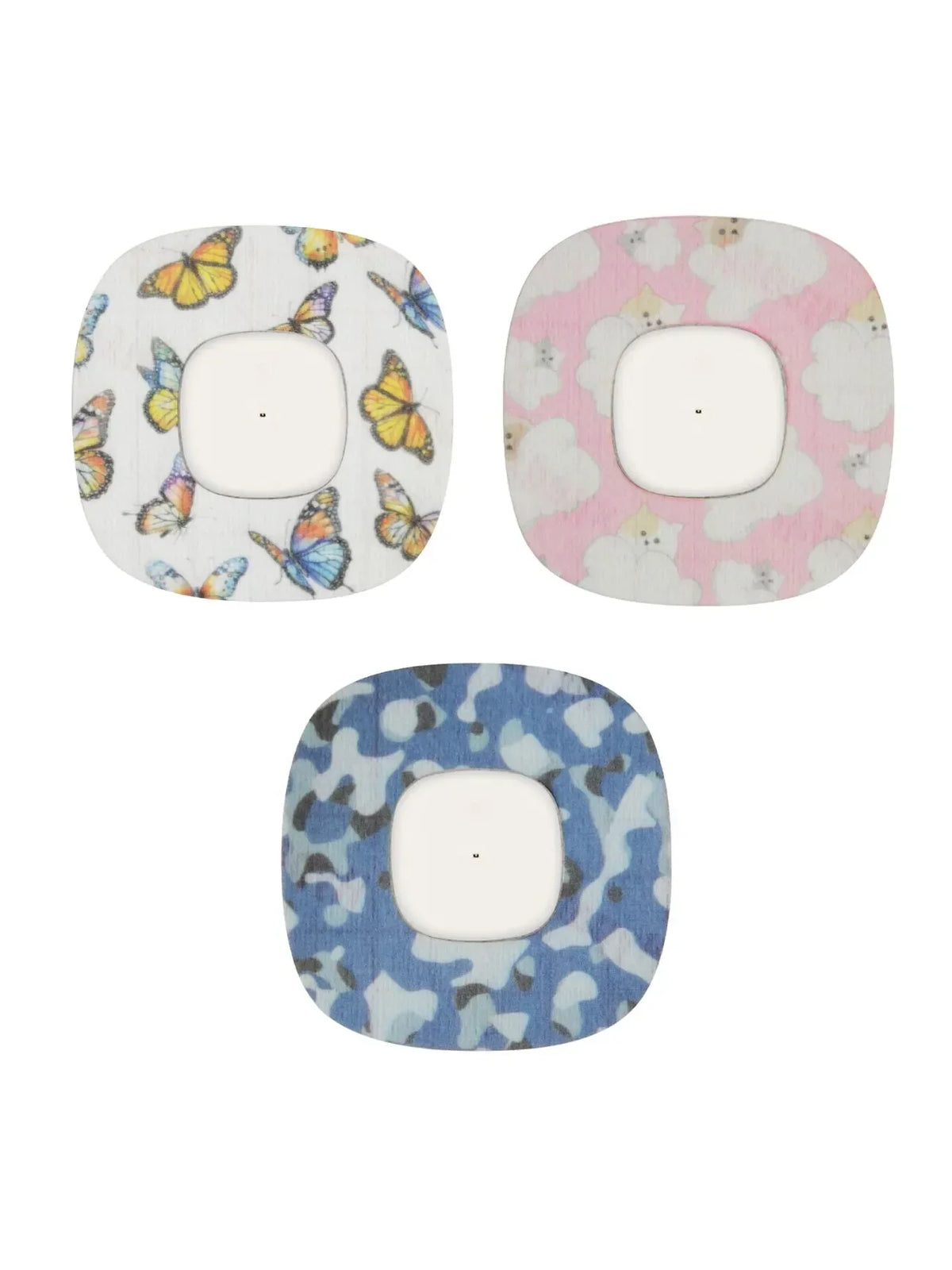 Patchs adhésifs enfant Simplera Sync, motifs papillons et camouflage bleu
