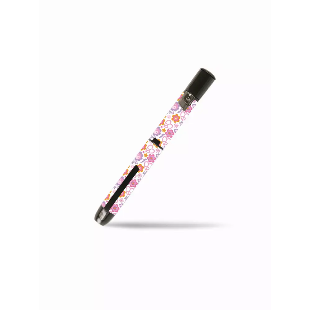 Y2K floral sticker on InPen insulin pen, retro style.