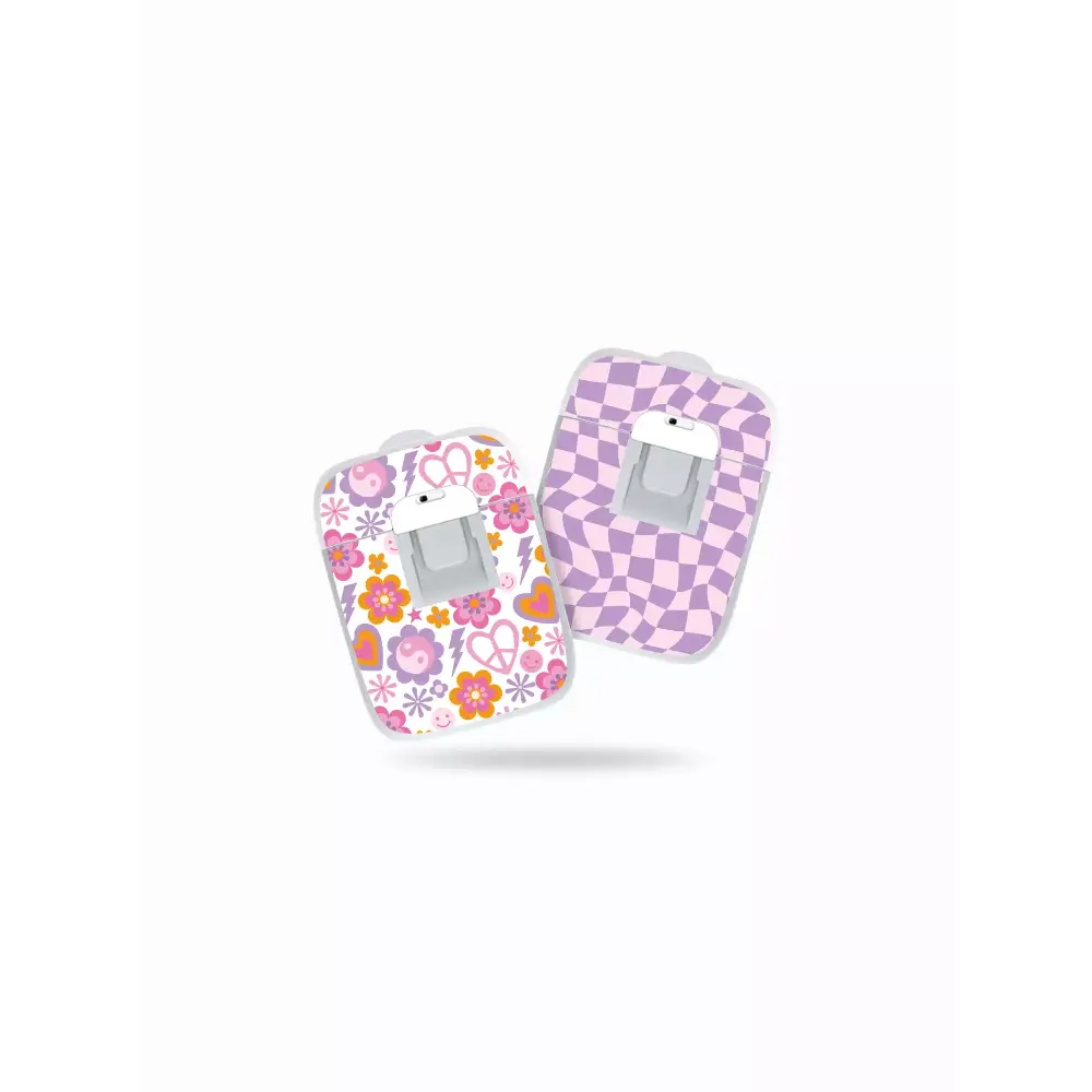 Stickers for Medtrum Nano Pump in Y2K Collection with vibrant smiley and pastel patterns.