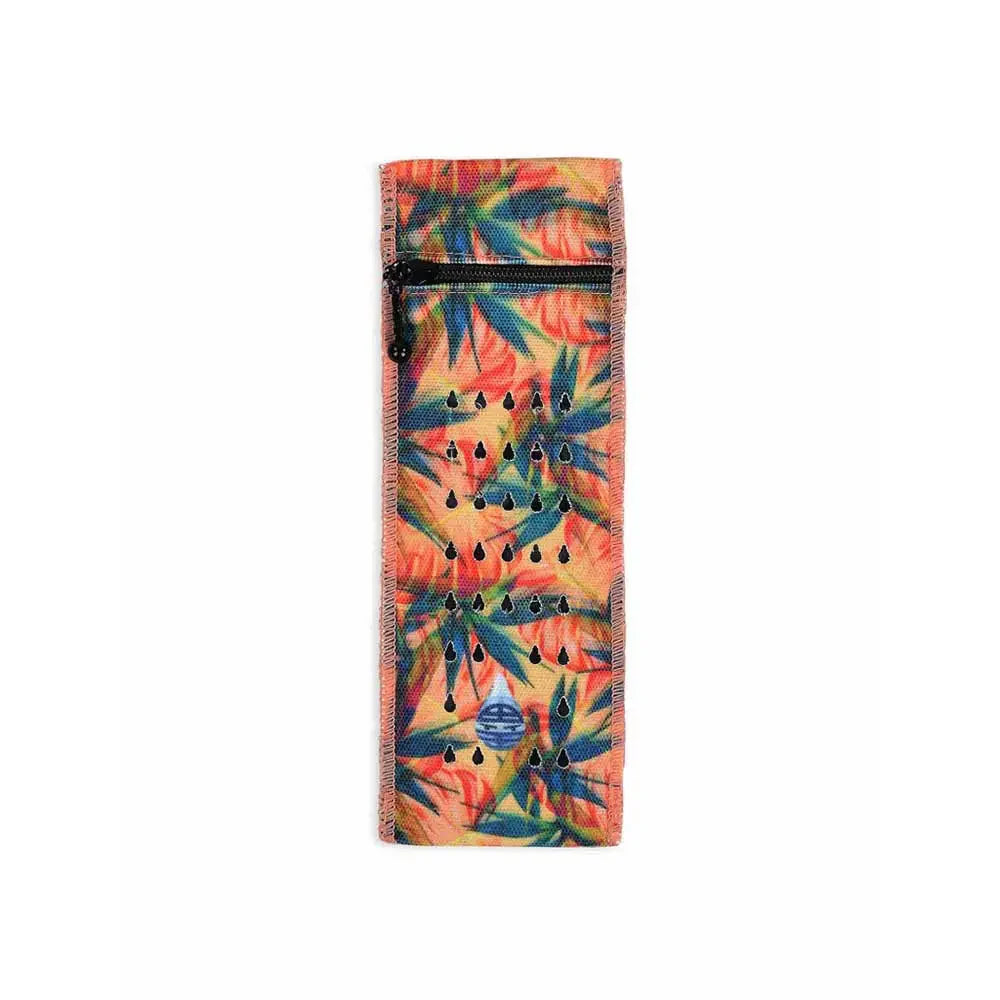 Insulin cooling wallet for one pen with tropical leaf design and zipper, reusable travel case cooler