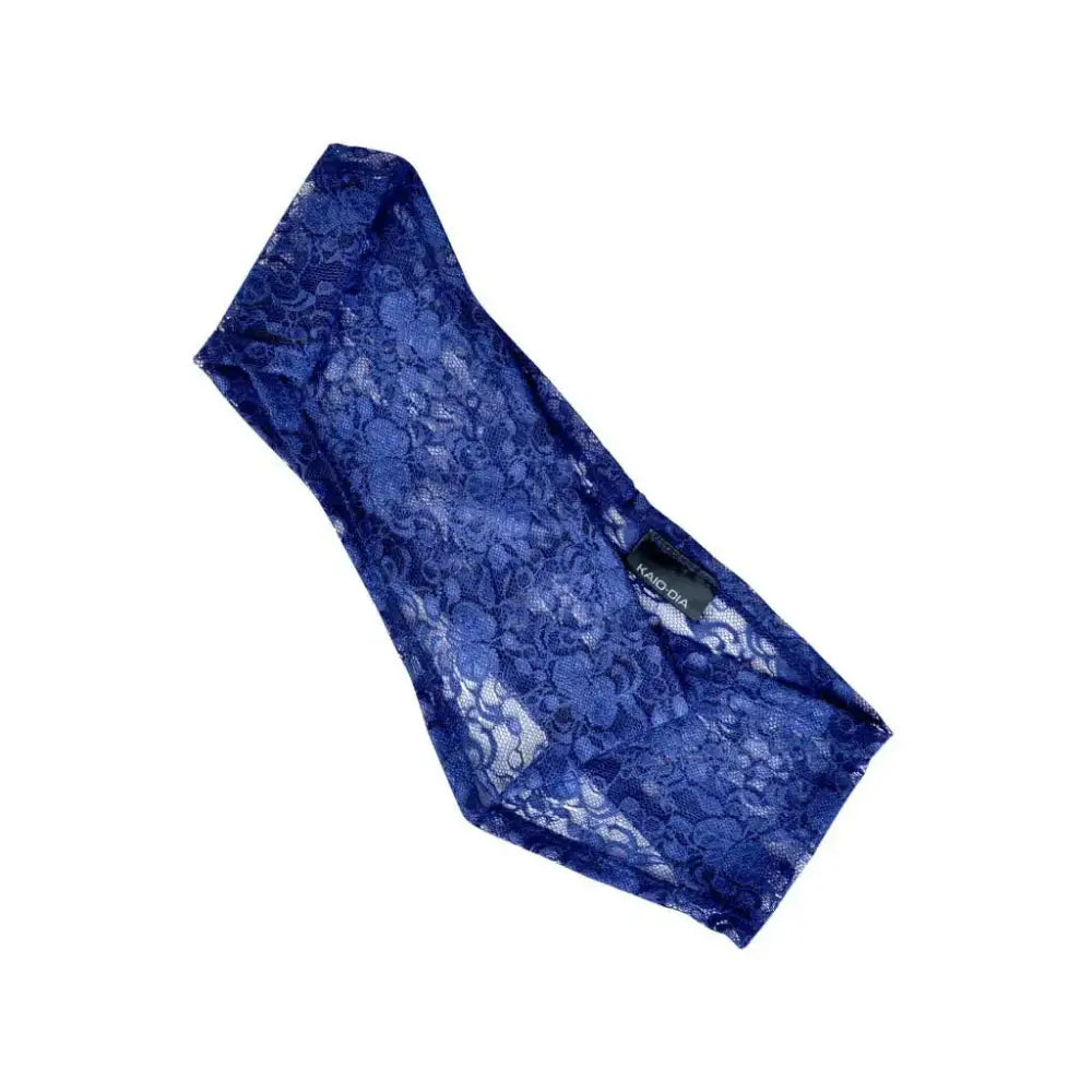 Lace waistband for blood glucose sensor, insulin pump holder in blue - Dia-WaistBand Spacy Lacy.