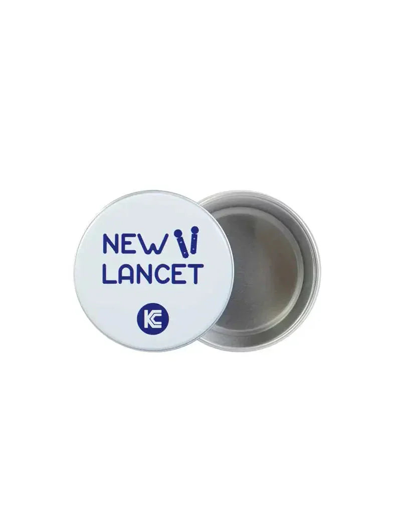 Medium tin box for storing new lancets with compact, portable design for diabetic supplies