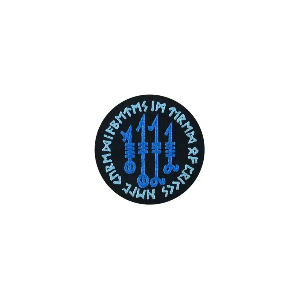 Viking-inspired Diabetes Awareness iron-on patch with embroidered Nordic runes.