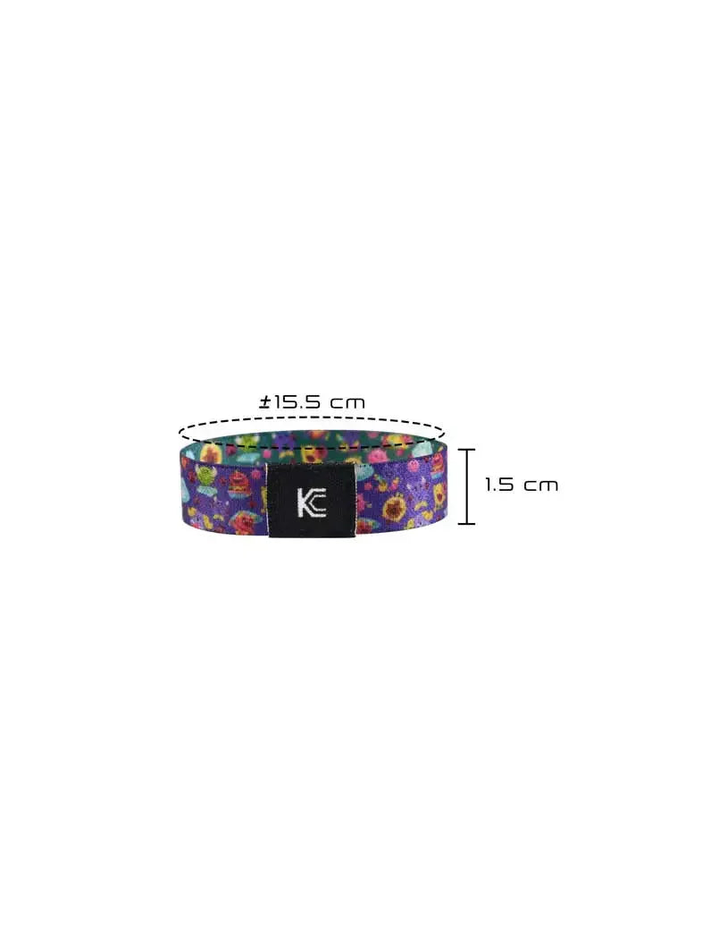 Reversible Type 1 Diabetes awareness wristband for children with colorful prints and "T1 Diabetes" label.